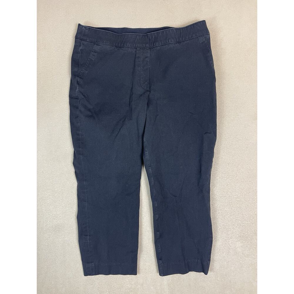 Spanx Pants Womens L Black On The Go‎ Ankle Straight Pull On Slim Mid Rise